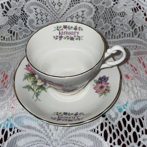 Vintage Royal Stuart “January” Bone China Tea Cup!